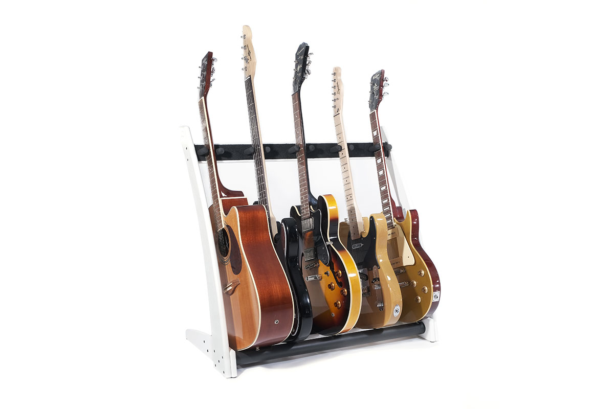 Ruach GR-2 Curve Customisable 5 Way Guitar Rack and Holder for Guitars and  Cases - White